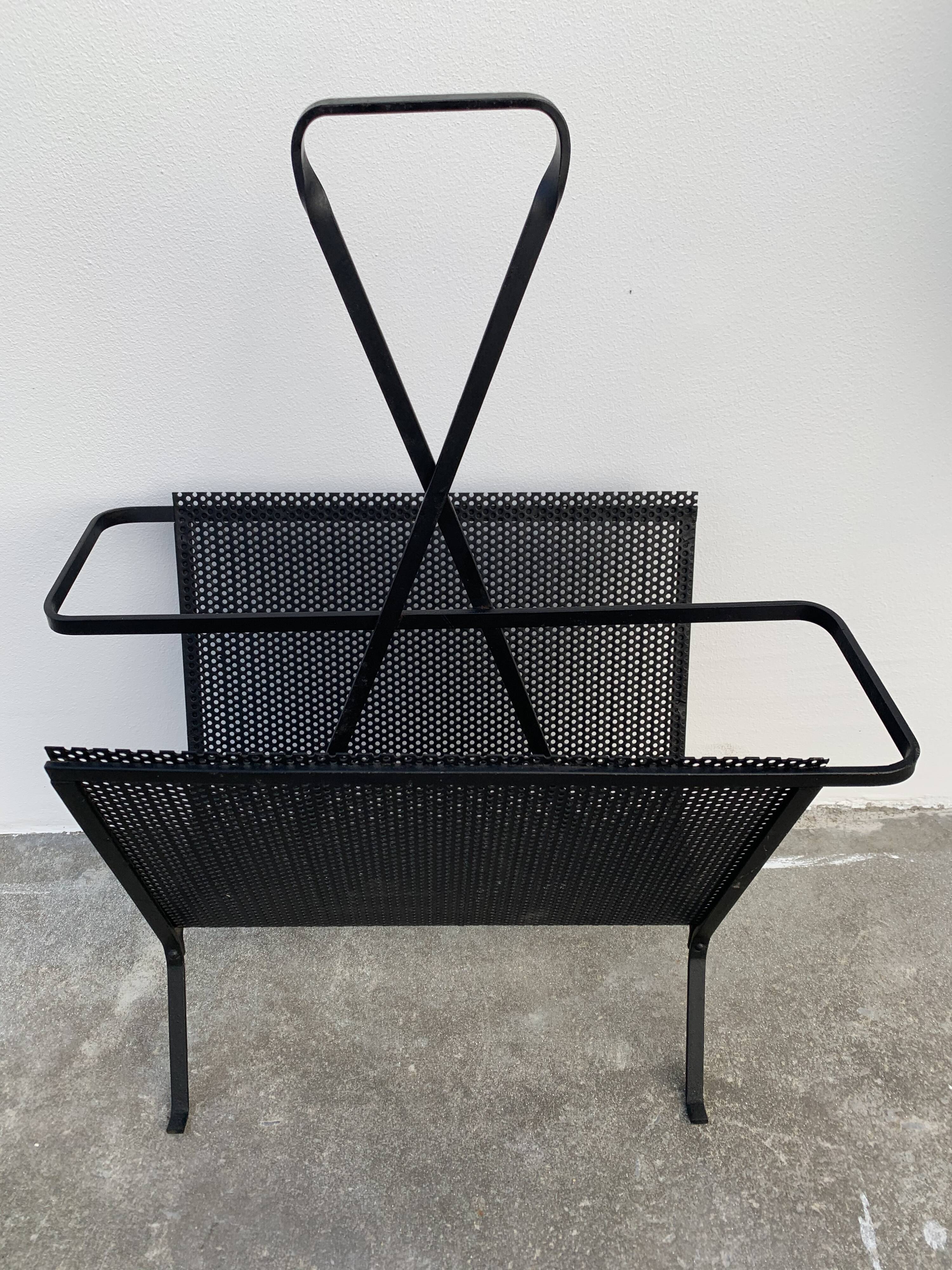 Black metal magazine rack Mathieu Mategot 1950