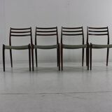 Danish design rosewood dining chairs by Niels Otto Møller for Møller Denmark