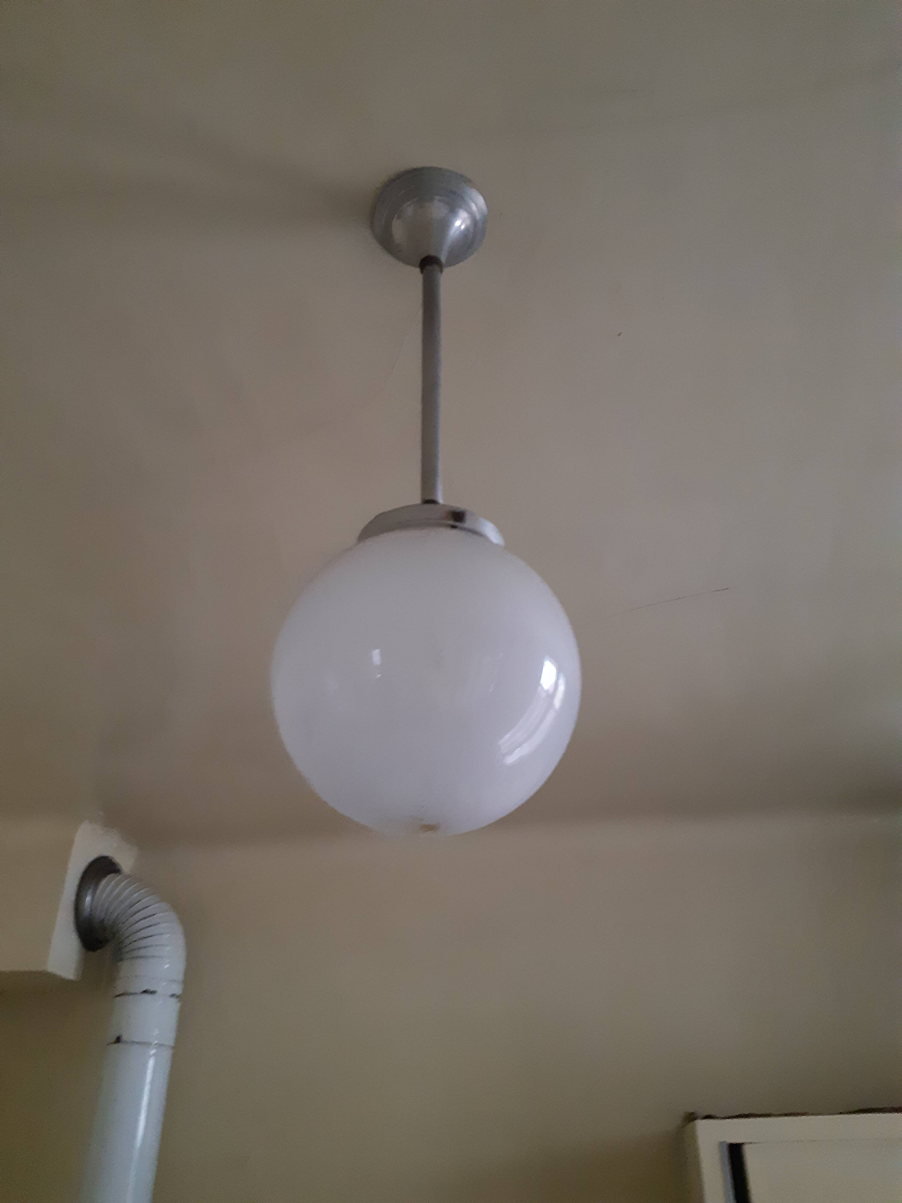 White glass art deco globe hanging