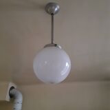 White glass art deco globe hanging