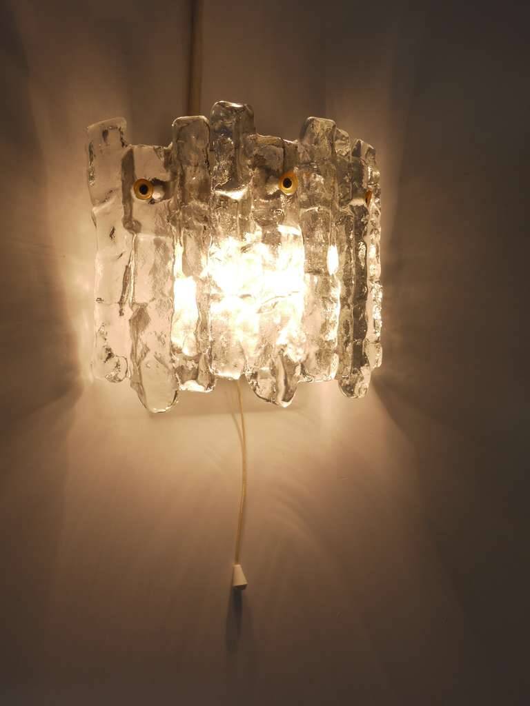 Frosted glass wall light mid-century by J.T. Kalmar Soria, Austria, 1970s