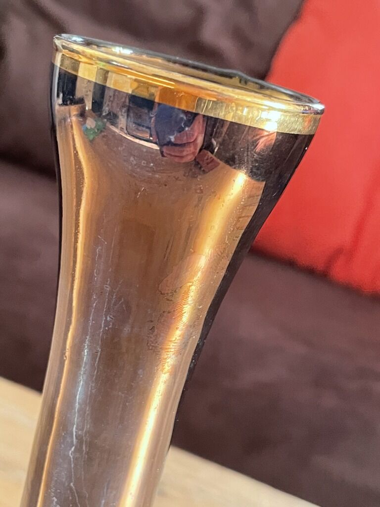 Copper and gold glass vase
