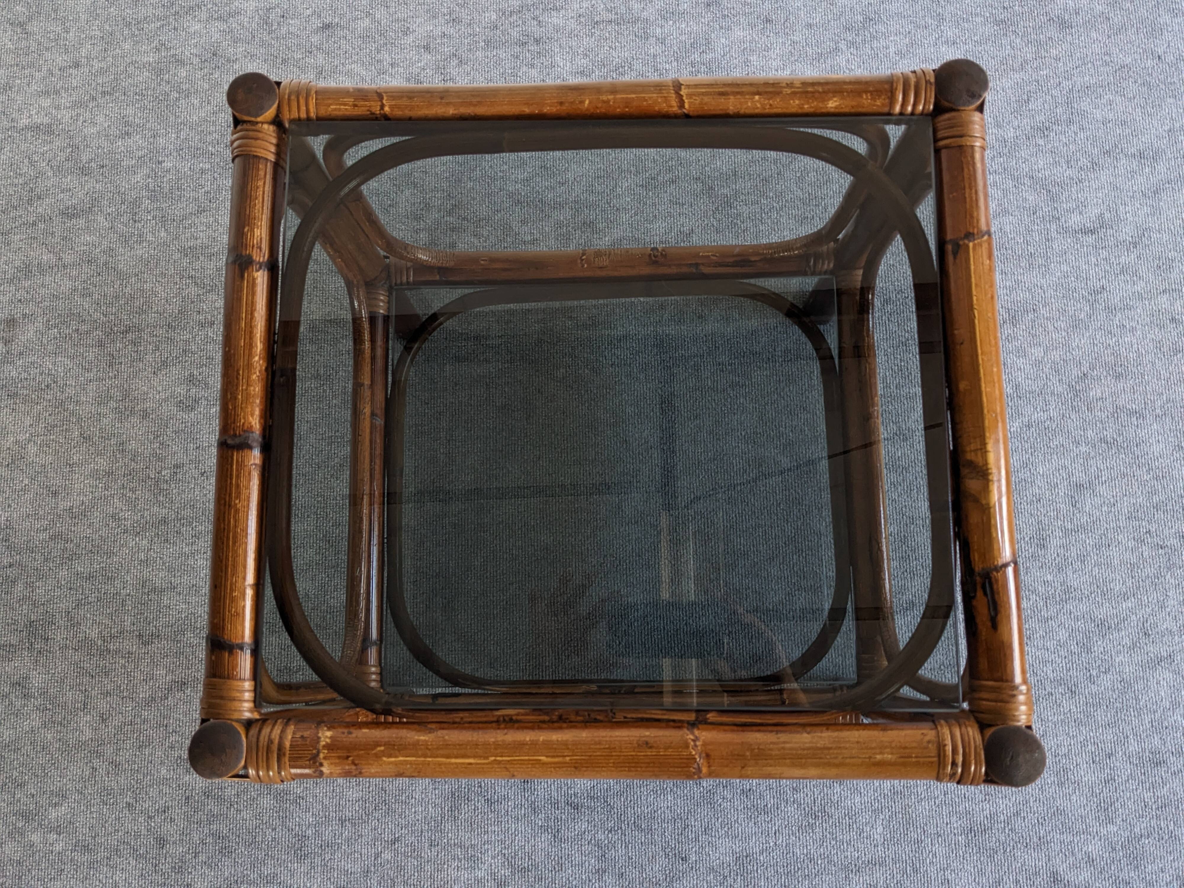 Pair of bamboo bedside tables or sofa ends from the 60s/70s
