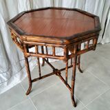 Wicker and bamboo coffee table