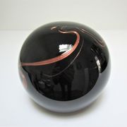 ball paperweight black and coppery glass paste Bob le Bleis glassware Maure Old vintage