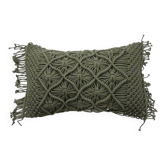 Coussin macramé vert tressé 30x50 cm