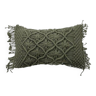 Green woven macramé cushion 30x50 cm
