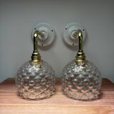 Pair of vintage bubble globe wall lights