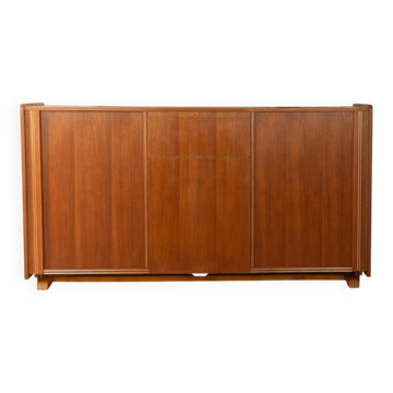 Lit pliant fonctionnel des années 1960, en placage de teck.