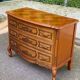 Curved bow commode Louis XV in solid wood and marquetry from the 1960s of the 20th century.