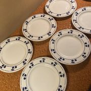 13 plates Longchamp pottery cobalt blue cherries