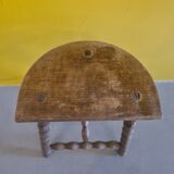 Vintage French Wooden Peasant Stool, from the 1970s.