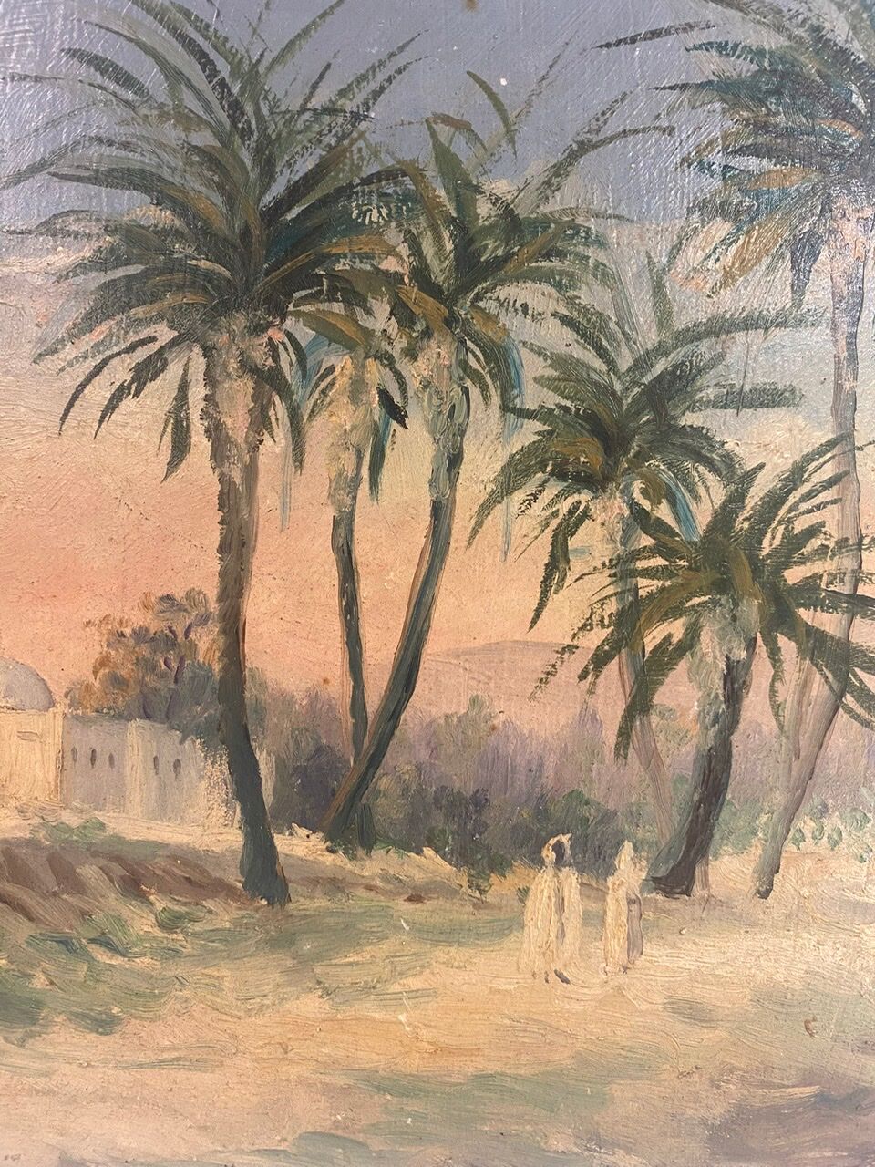 Old painting, orientalist landscape, signed, XX century