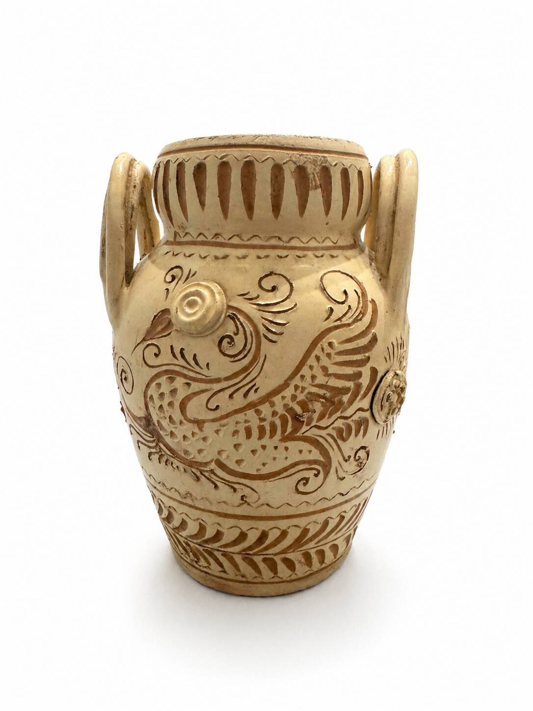 Sgraffito Neo-Archaic Vase - Signed FF Fanciullacci, 1950