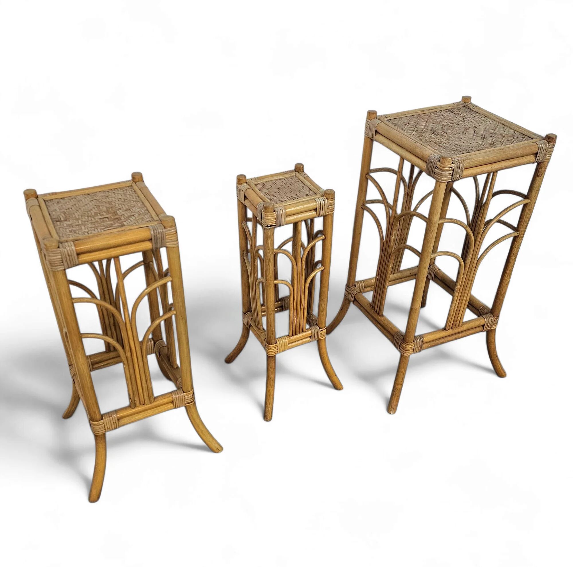 Nesting set bamboo plant stands 1970s