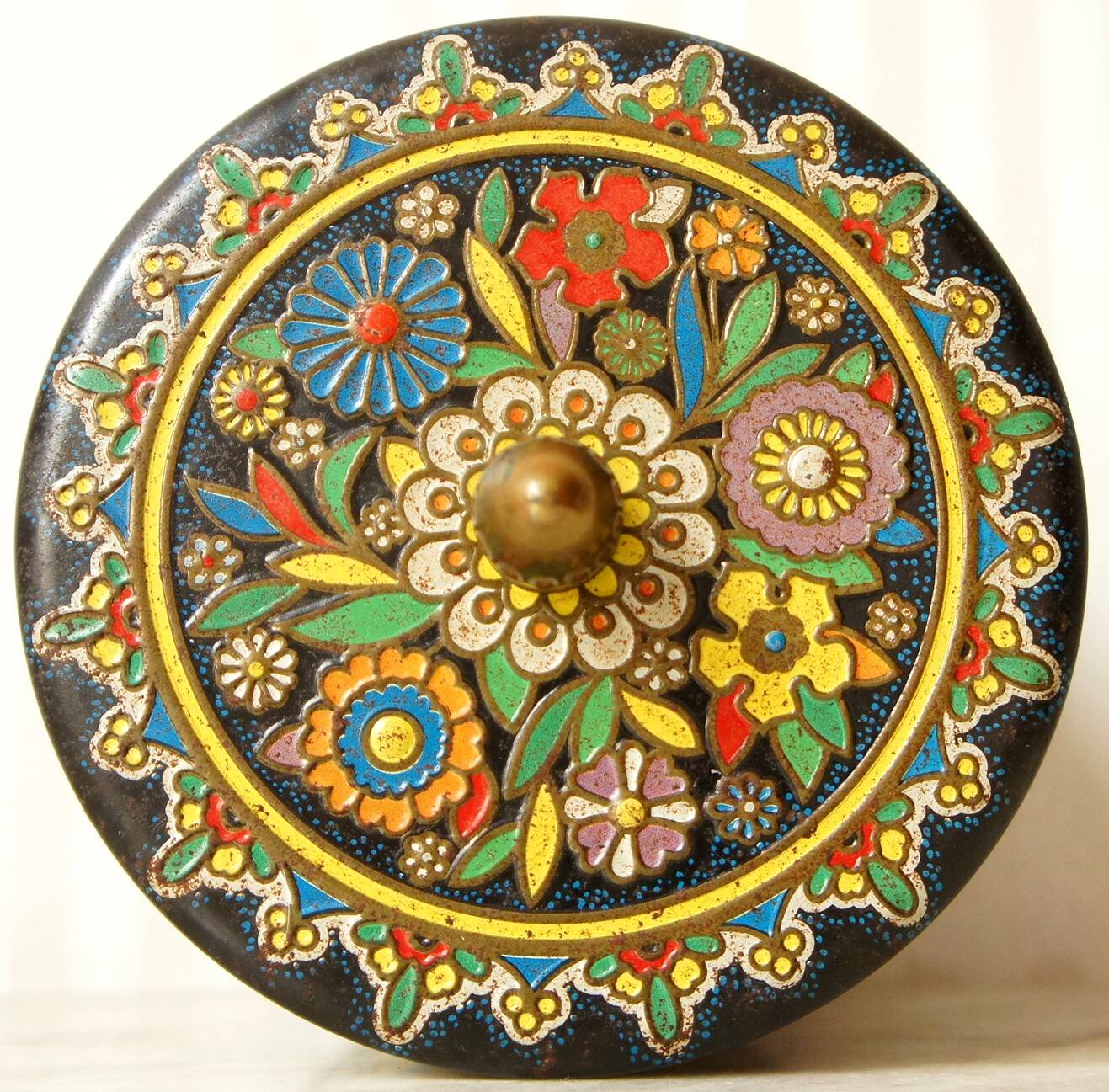 Dutch embossed metal cookie tin