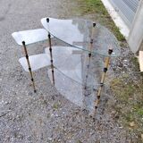 Removable shelving unit, glass and vintage brass