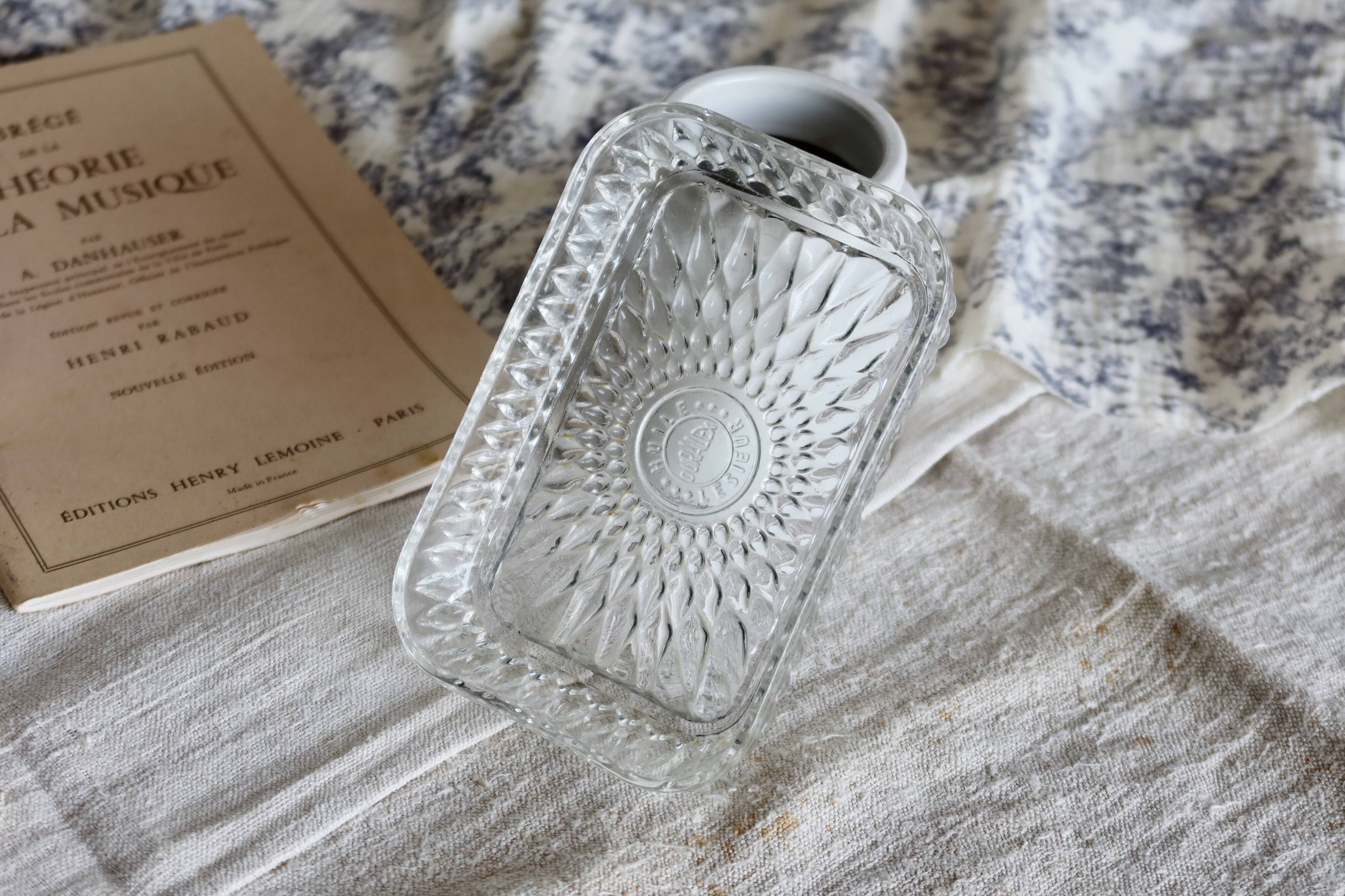Duralex Lesieur vintage molded glass butter dish