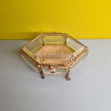 Old French Gold Plated and Crystal Jewelery Box. from the mid 20th century.