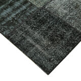 Hand-knotted turkish vintage 170 cm x 238 cm black patchwork carpet