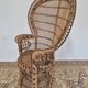 Fauteuil Emmanuelle "Peacock" vintage en rotin