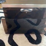 Porte revues Plexiglas Acier marron fume vintage retro deco  Disque Mobilie