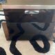 Magazine rack Plexiglas Steel brown smoked vintage retro deco Disk Mobilie