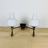 Double opaline and brass wall light from the 50s, lunel, arlus