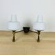 Double opaline wall light and brass from the 1950s, Lunel, Arlus.
