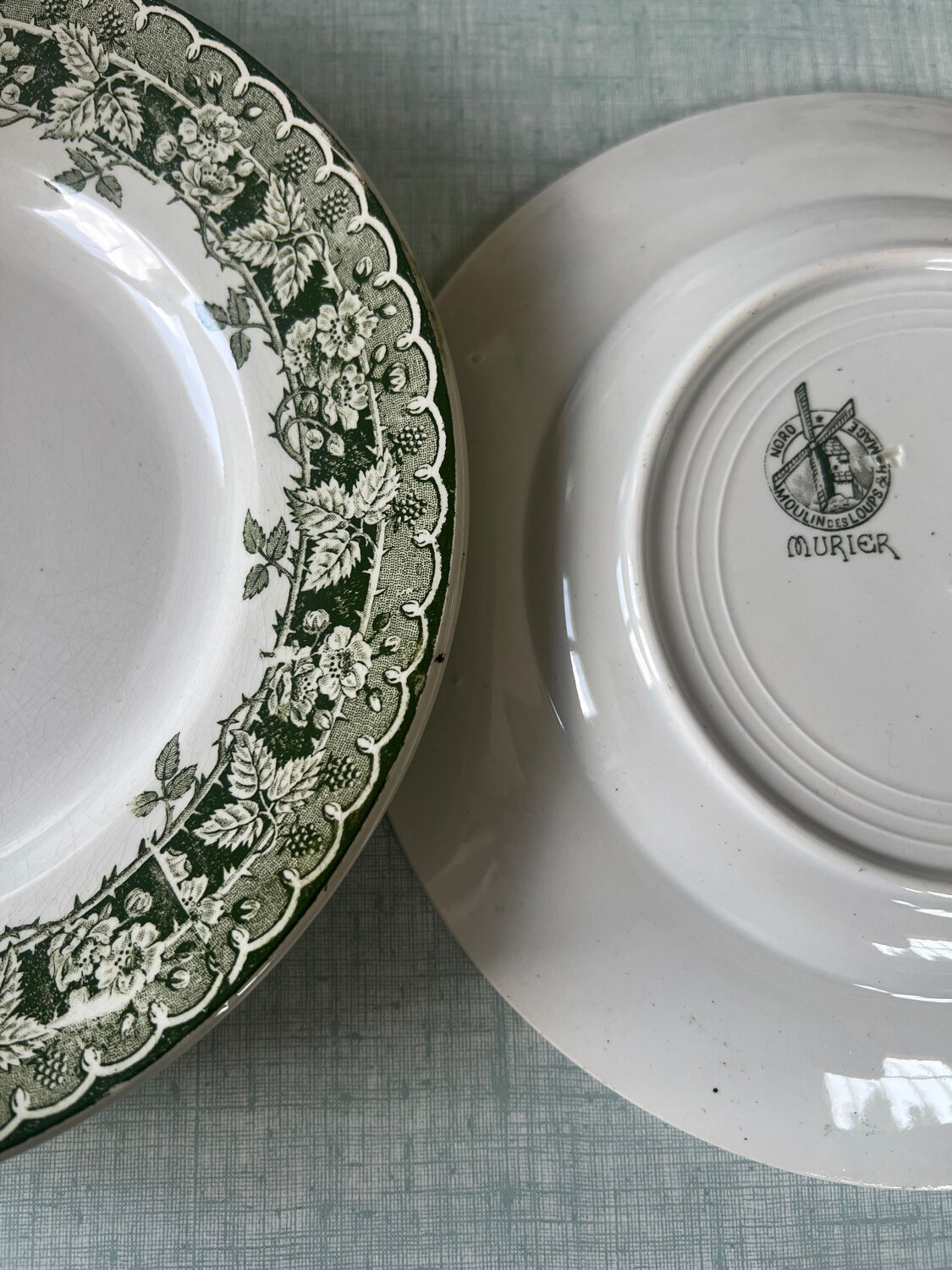 Set of 12 flat plates Moulin des loups model Mûrier