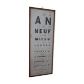 Old optical advertising poster, monoyer scale, framed