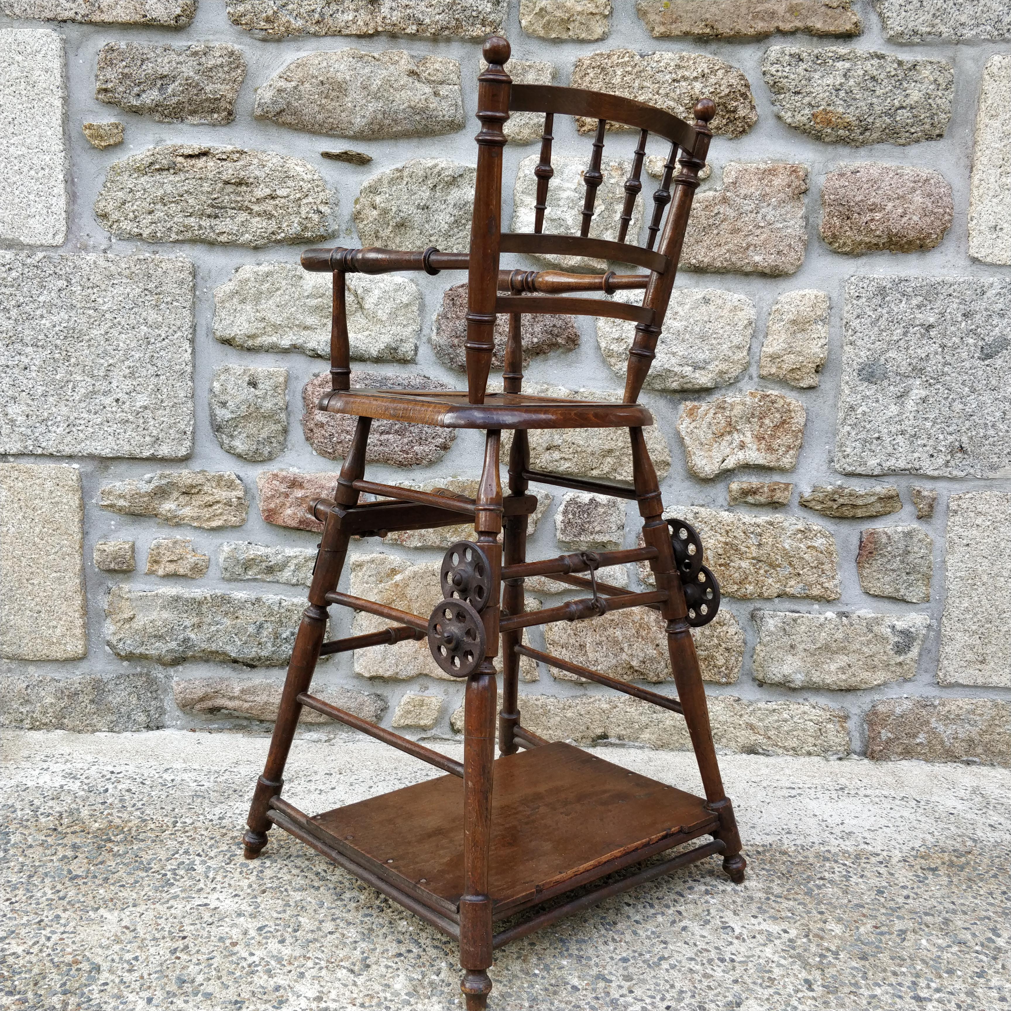 Folding wooden children's high chair