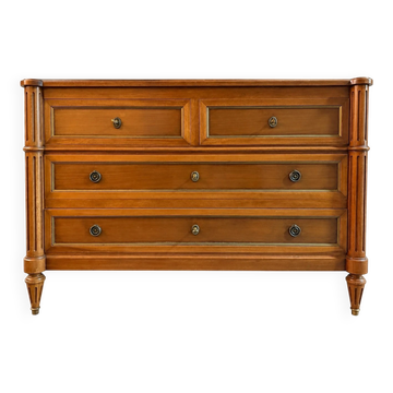 Commode style Louis XVI – Acajou massif – Filets laiton – Fin XIXe