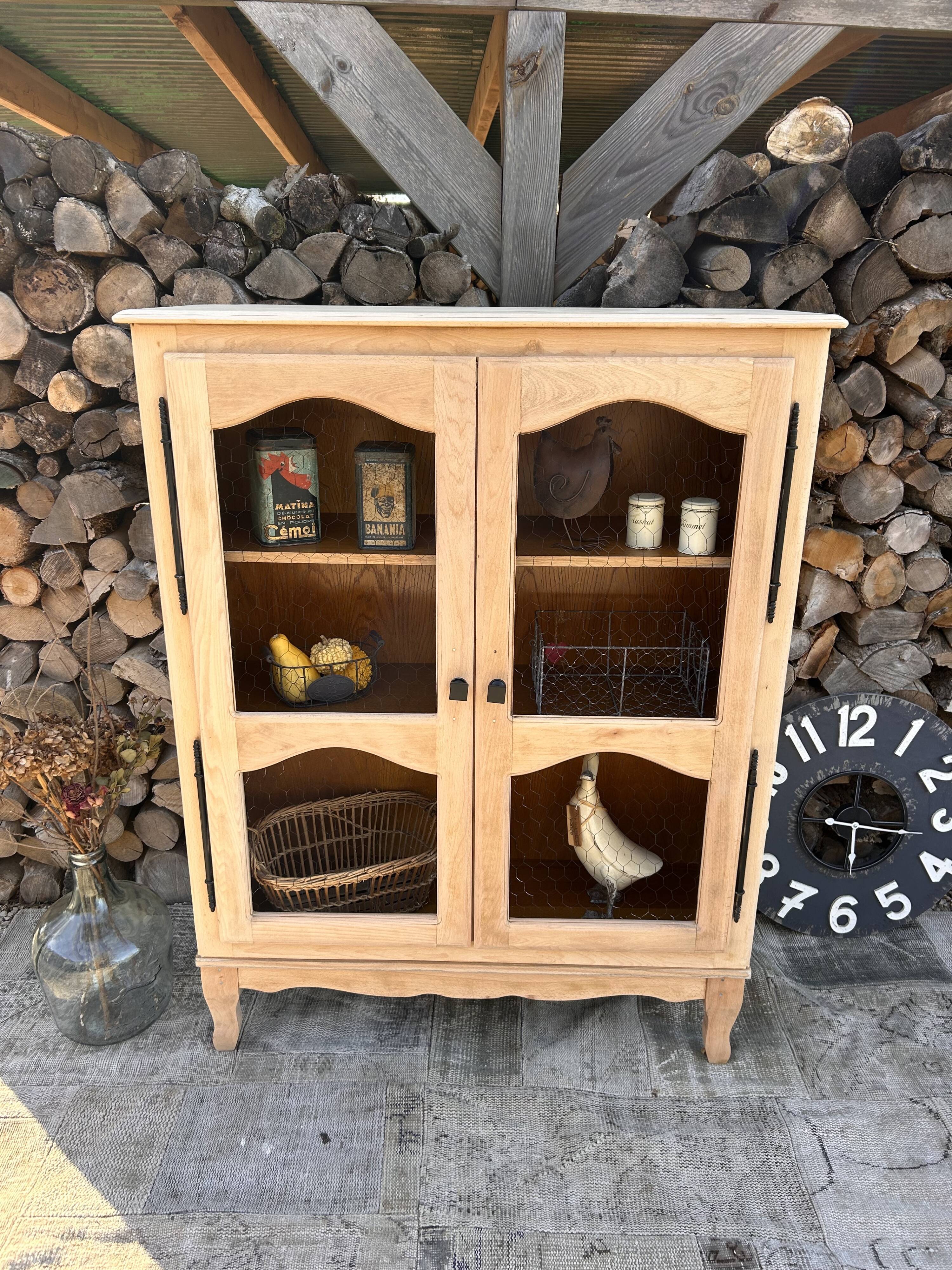 Refurbished solid wood display cabinet/sideboard