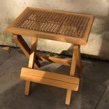 Wooden and cane bedside table