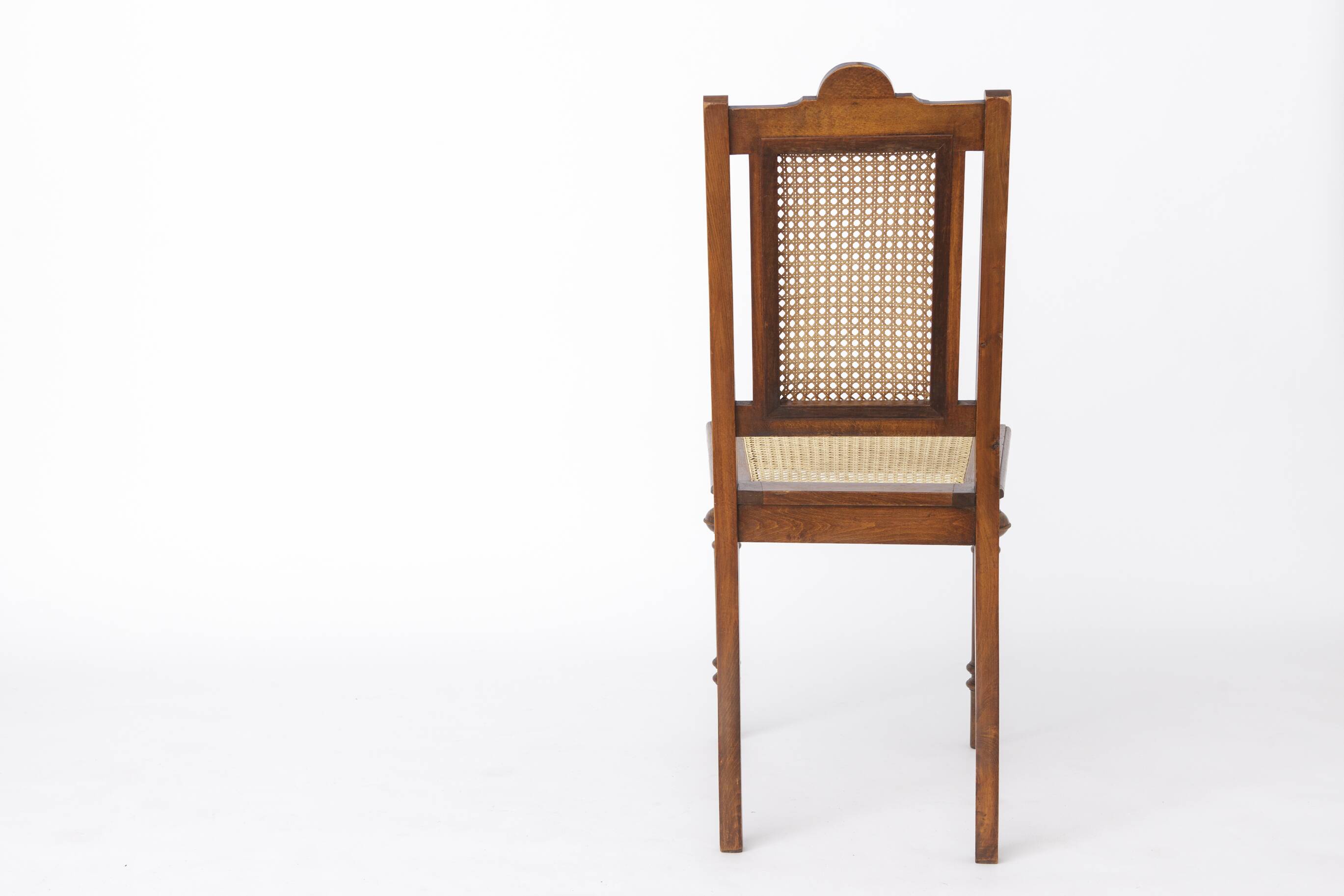 Antique Beechwood Chair with Cane Seat & Back, 1930s–1950s | Turned Wood