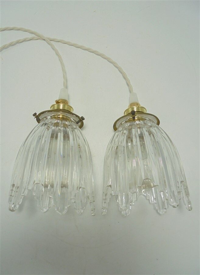 Pair of glass pendant lights