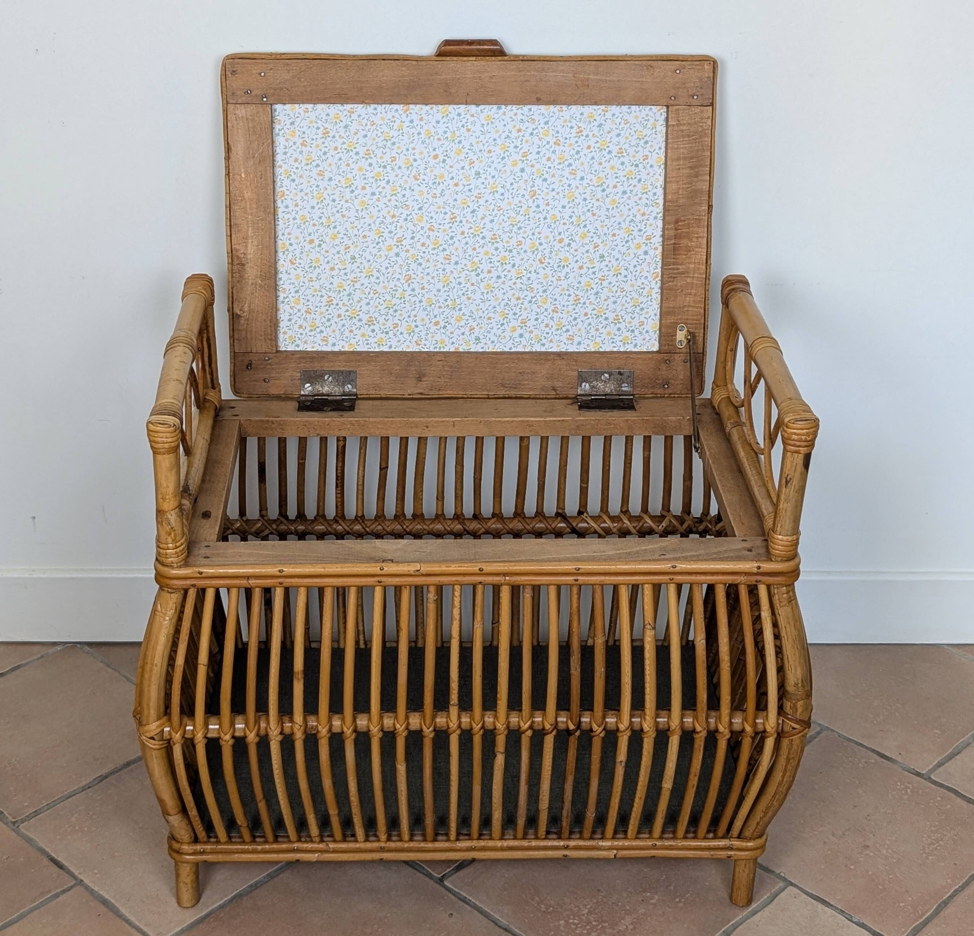 1960s rattan storage bench