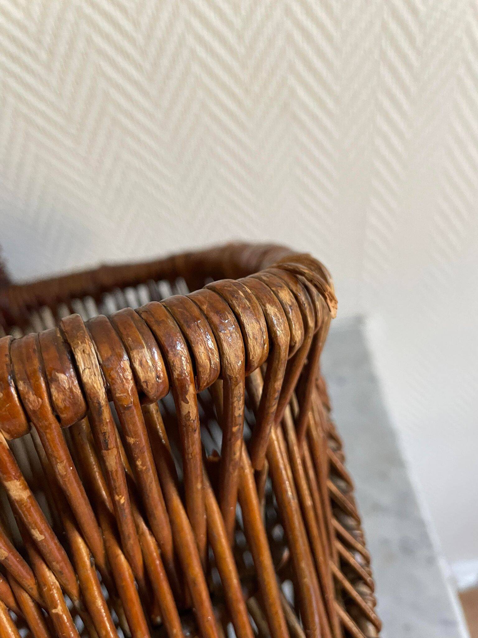 Brown wooden wicker basket