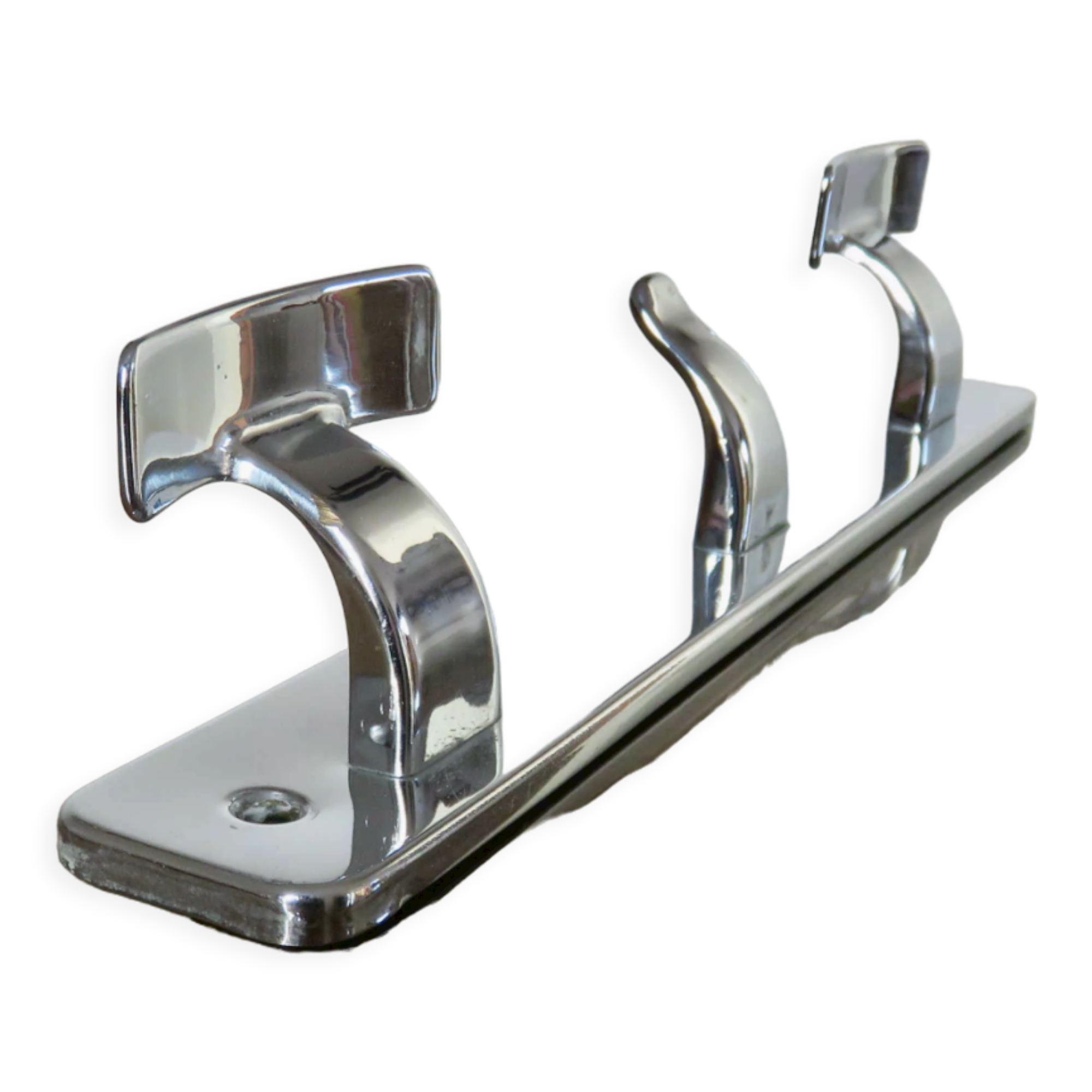 Porte manteau en laiton chromé, moderniste, minimaliste, en inox années 70