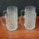 4 vintage beer mugs with a nice design in thick glass, old pint 30 cl.
