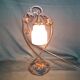 Art Deco lamp in glass paste and wrought iron leaves