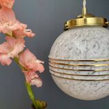 Vintage white Clichy glass globe pendant light