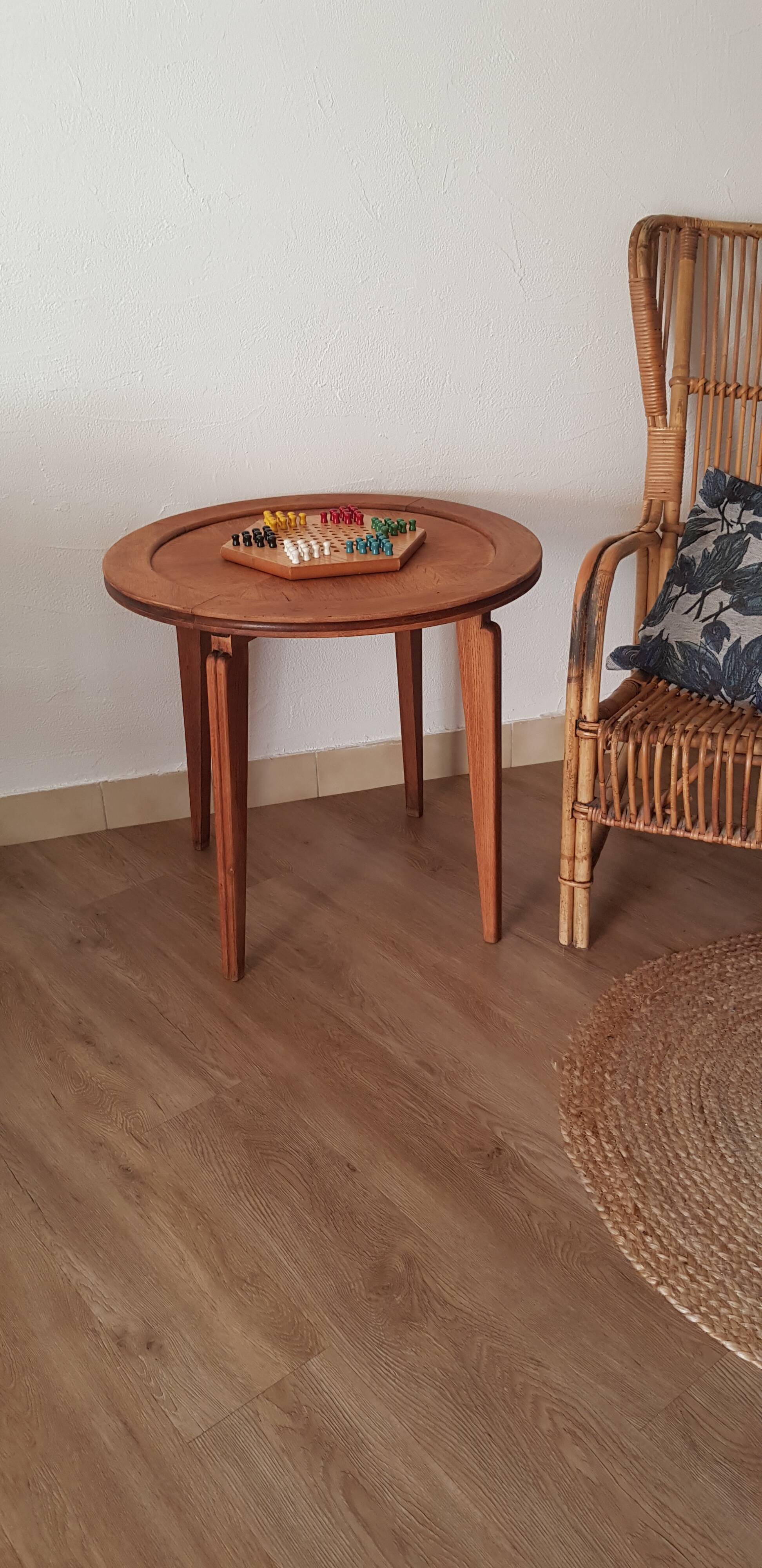 Vintage round wooden serving trolley