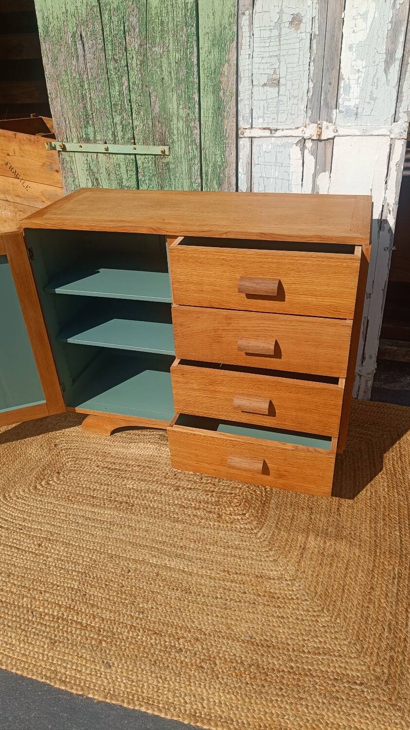 Vintage wooden buffet refurbished – 1 door and 4 drawers