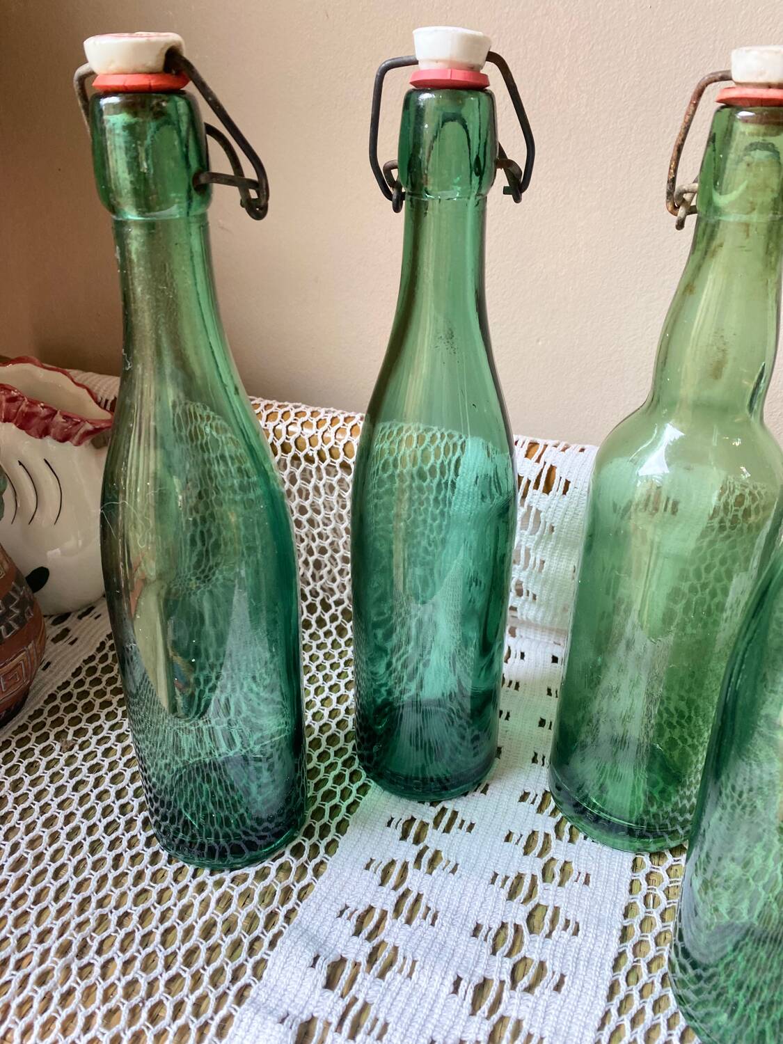 Antique glass bottles