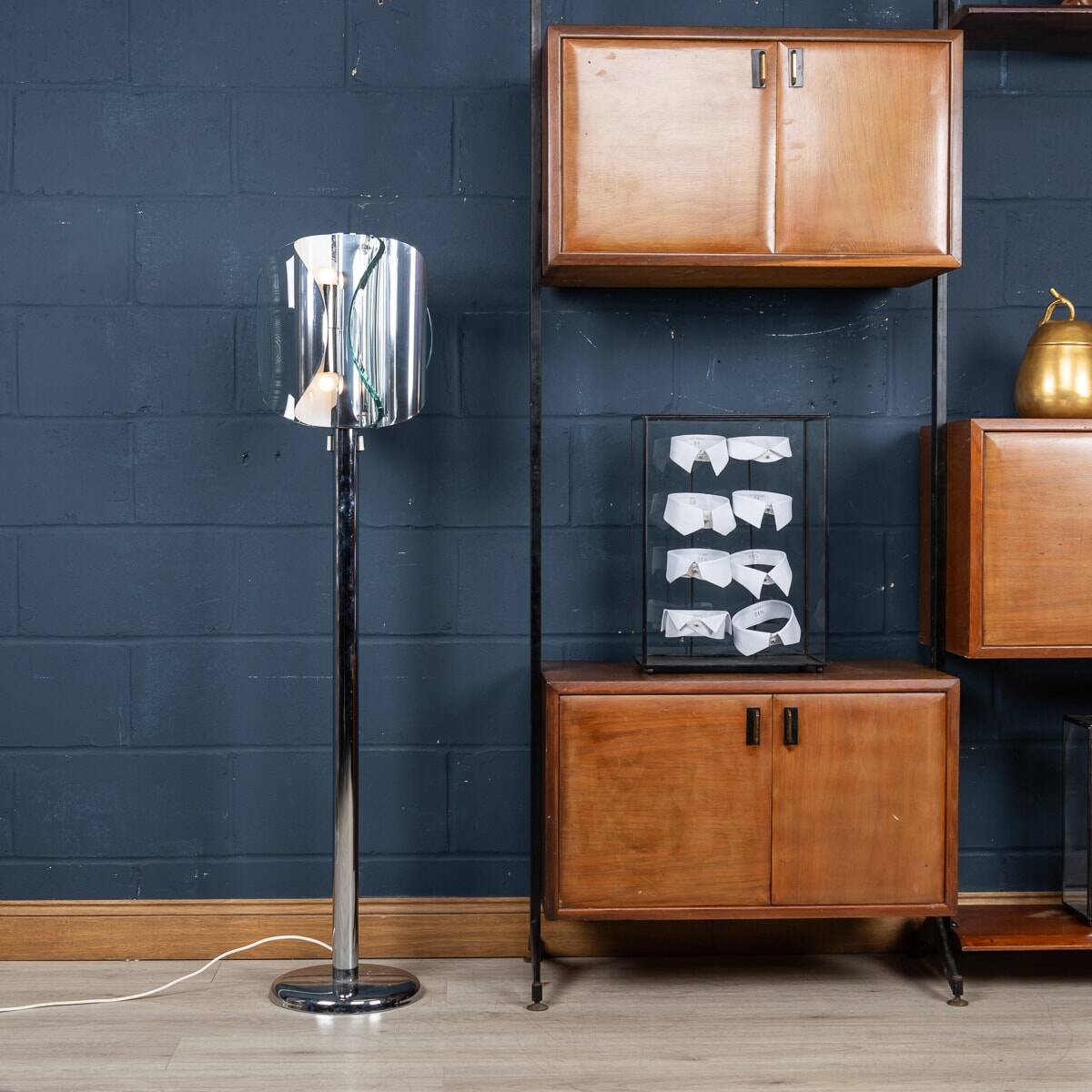 20th century italian chrome & glass floor lamp attributable to max ingrand