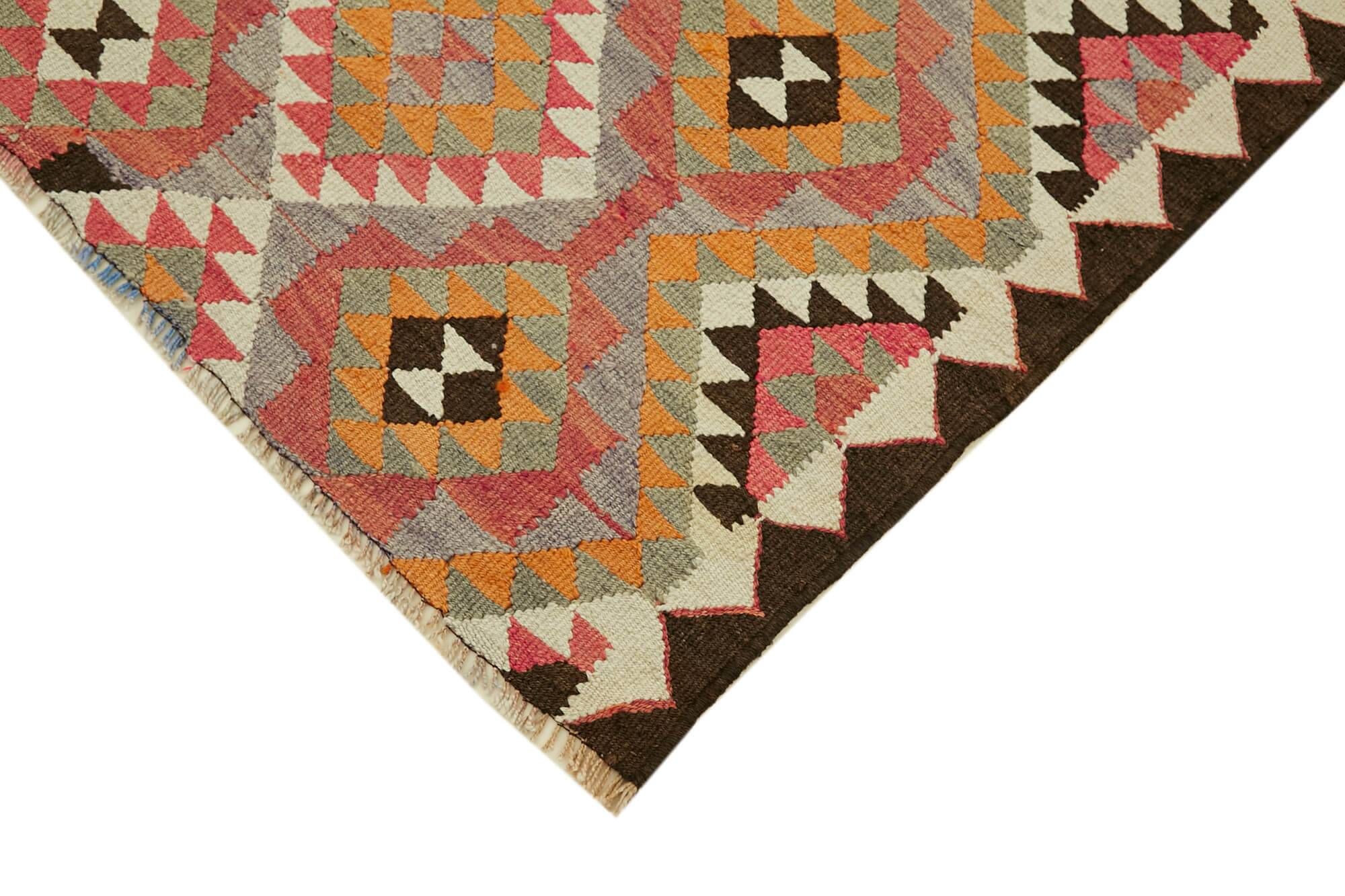 Turkish Handwoven Vintage Herki Kilim 106 cm x 340 cm