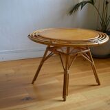 Vintage round rattan coffee table