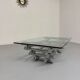 Space coffee table from the 70s, tubular metal and glass, Italian design